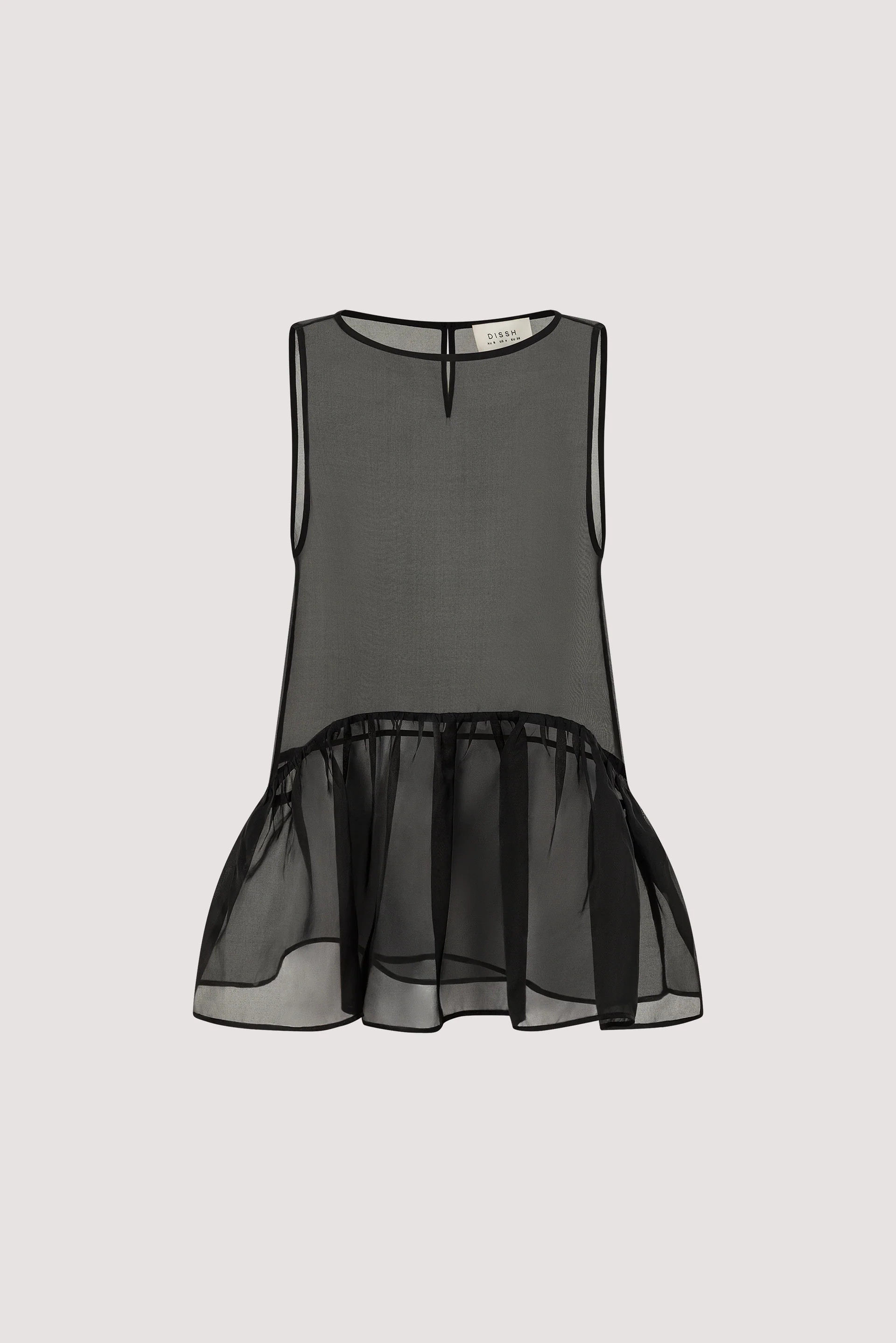 SIAN BLACK ORGANZA DROP WAIST TOP | DISSH
