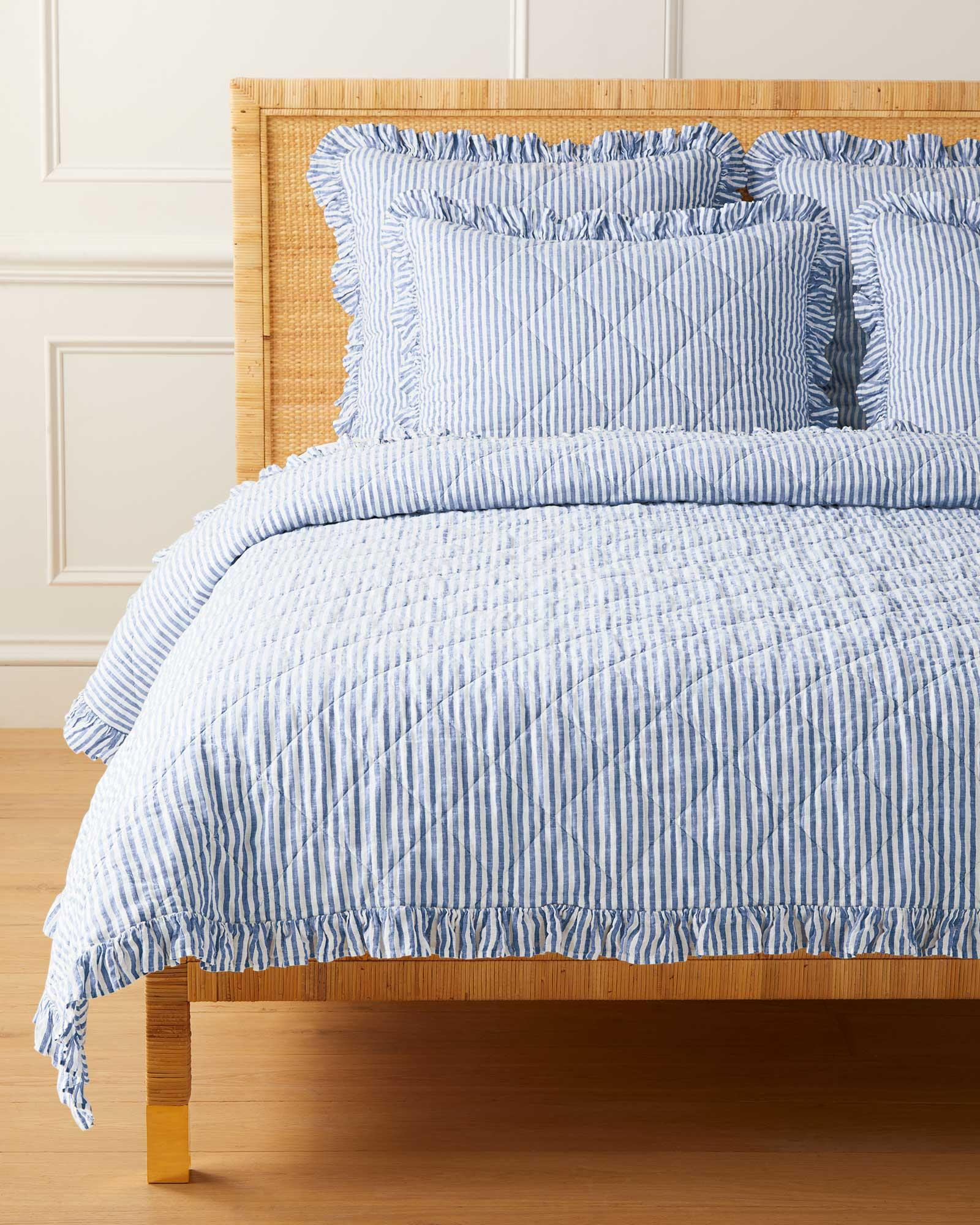Nantucket Stripe Linen  Quilt | Serena and Lily