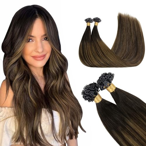GOO GOO U Tip Hair Extensions, 22inch 50g 50S, Hot Fusion, Invisible Remy, 2/6/2 Balayage Dark Brown to Chestnut Brown | Amazon (US)