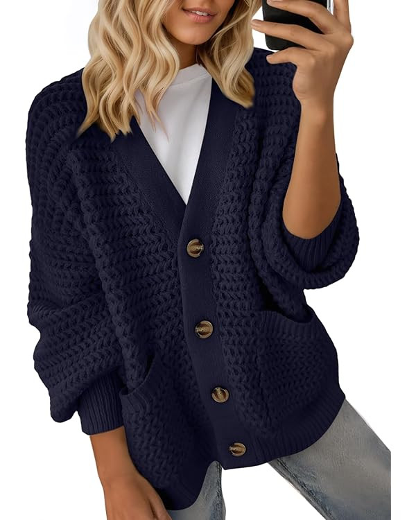 Dokotoo Women's 2025 Fashion Casual Open Front Long Sleeve Chunky Knit Cardigans Sweaters Outerwe... | Amazon (US)