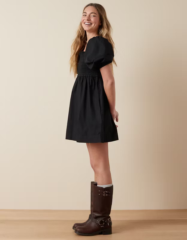 AE Puff Sleeve Babydoll Mini Dress | American Eagle Outfitters (US & CA)