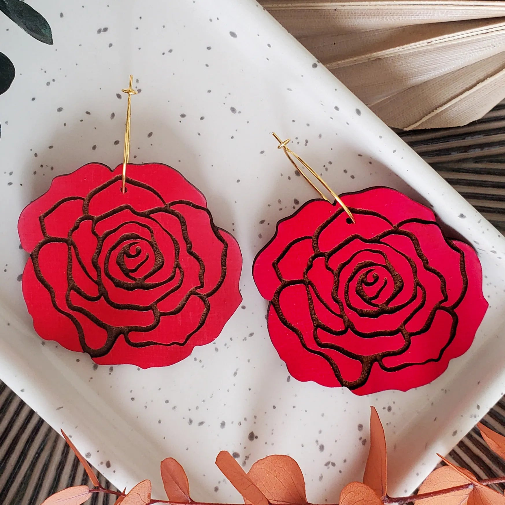 Red Rose Hoop Earrings | Le Chic Miami