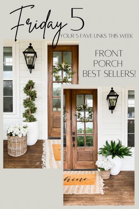 Too 5 links most loved best sellers this week in home decor front porch and door decor accessories faux silk artificial flowers trees and plants faux ferns white planters spiral boxwood topiary spring and summer wreaths layered jute rug and doormat southern porch modern farmhouse transitional classic style 

#LTKSeasonal #LTKhome #LTKstyletip