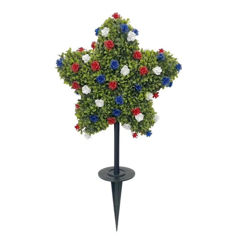 2-Pack Patriotic Star Artificial Topiary Stakes 23.6-Inch Red White Blue Floral Garden Stake Outd... | Walmart (US)