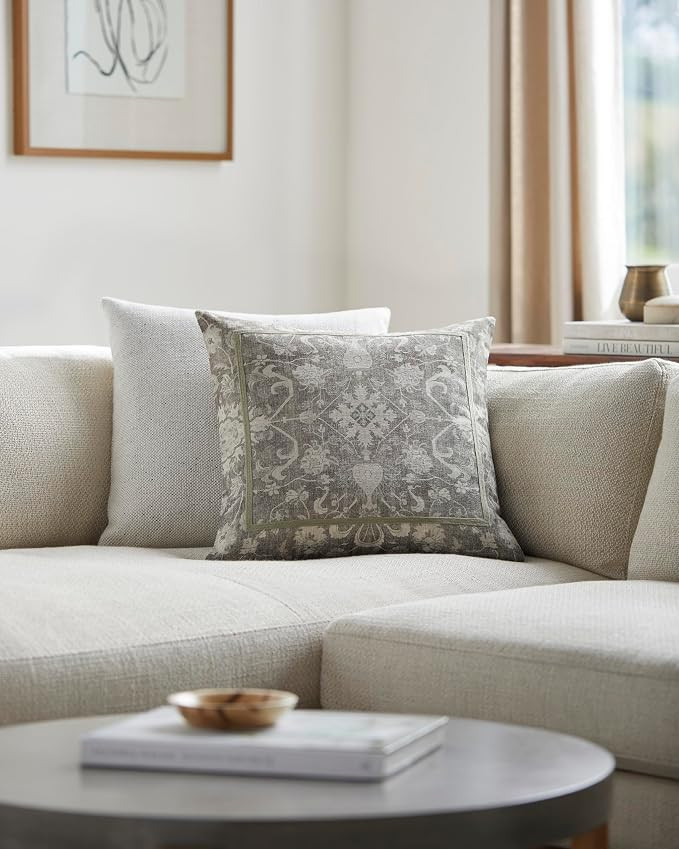 Livabliss Kabir516673 Pillow, Square, Sage/Taupe | Amazon (US)