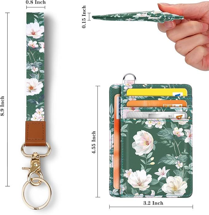 Slim Front Pocket Wallet RFID ID Card Holder Cute Small Wallet with Keychian for Women | Amazon (US)