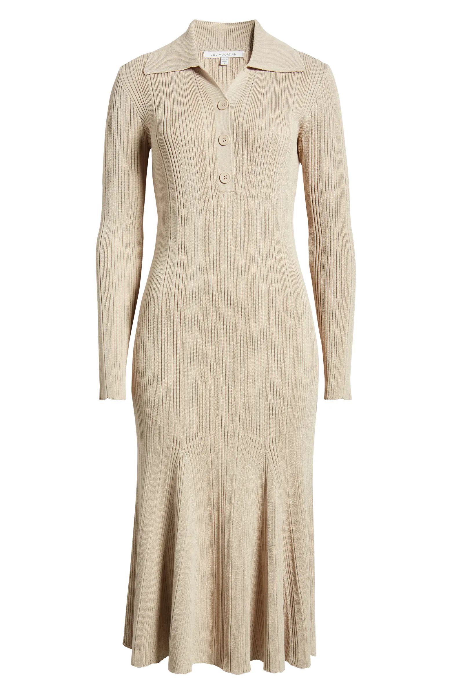 Variegated Rib Long Sleeve Midi Sweater Dress | Nordstrom