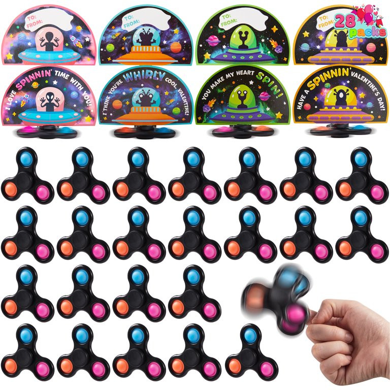 SYNCFUN 28 Packs Valentines Toys Set, Valentines Day Cards with Fidget Spinner for Kids Adult, St... | Walmart (US)