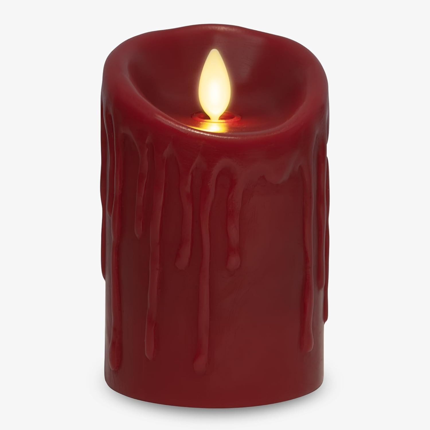 Luminara Burgundy Wax Drip Flameless Candle LED Battery Operated Moving Flame Lights Pillar Unsce... | Amazon (US)