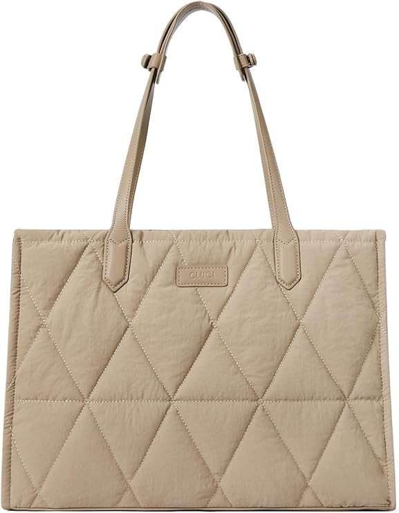CLUCI Quilted Puffer Tote Bag for Women 15.6 inch Laptop Shoulder Women Briefcase Work Bag for Tr... | Amazon (US)
