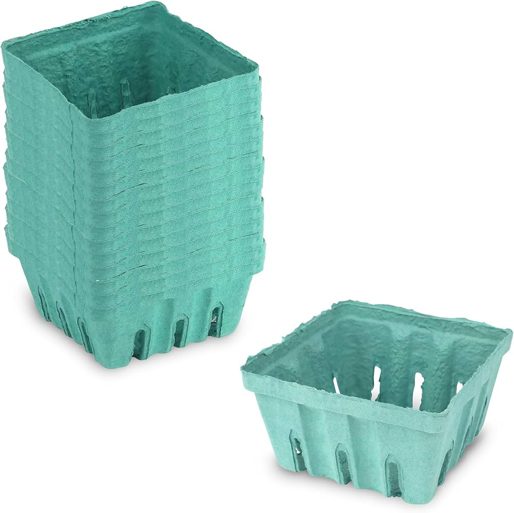 MT Products Green Berry Basket 1 Pint - Molded Pulp Fiber Vented Produce Basket (Pack of 15) - Ma... | Amazon (US)