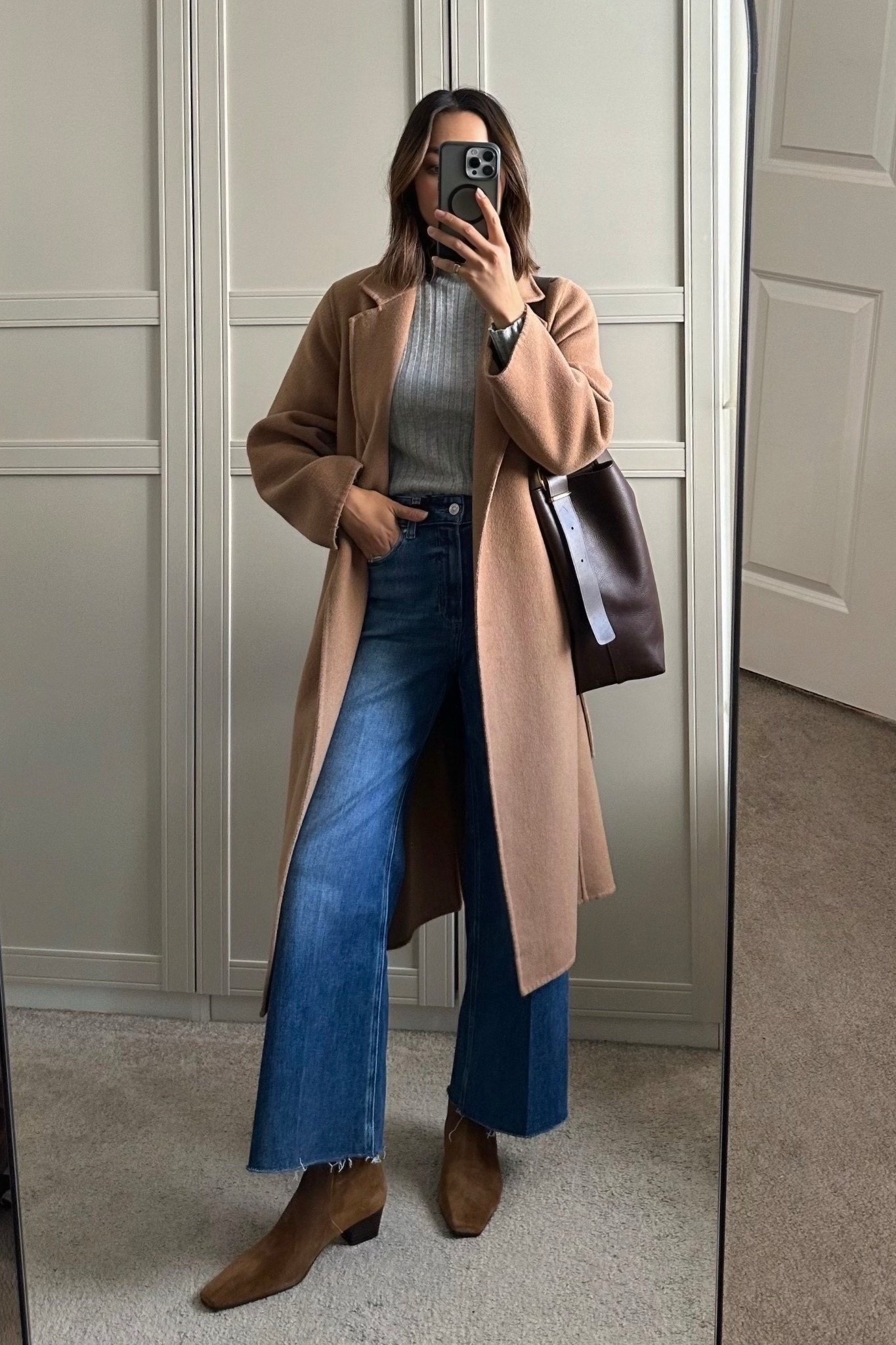 Fall outfit with boots 

Mango camel coat xs (on sale)
Jcrew cashmere shirt xs
Paige crop jeans - I’m between a 25/26 and went with a 25
Madewell boots tts 

#LTKStyleTip #LTKShoeCrush #LTKSeasonal