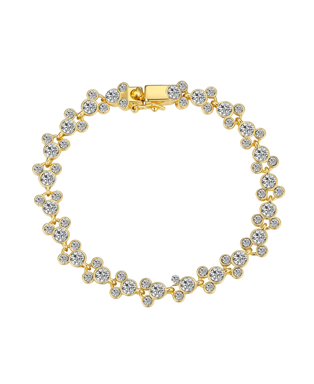 Disney Crystal Multi Color Station Mickey Mouse Tennis Bracelet - Gold | Macy's