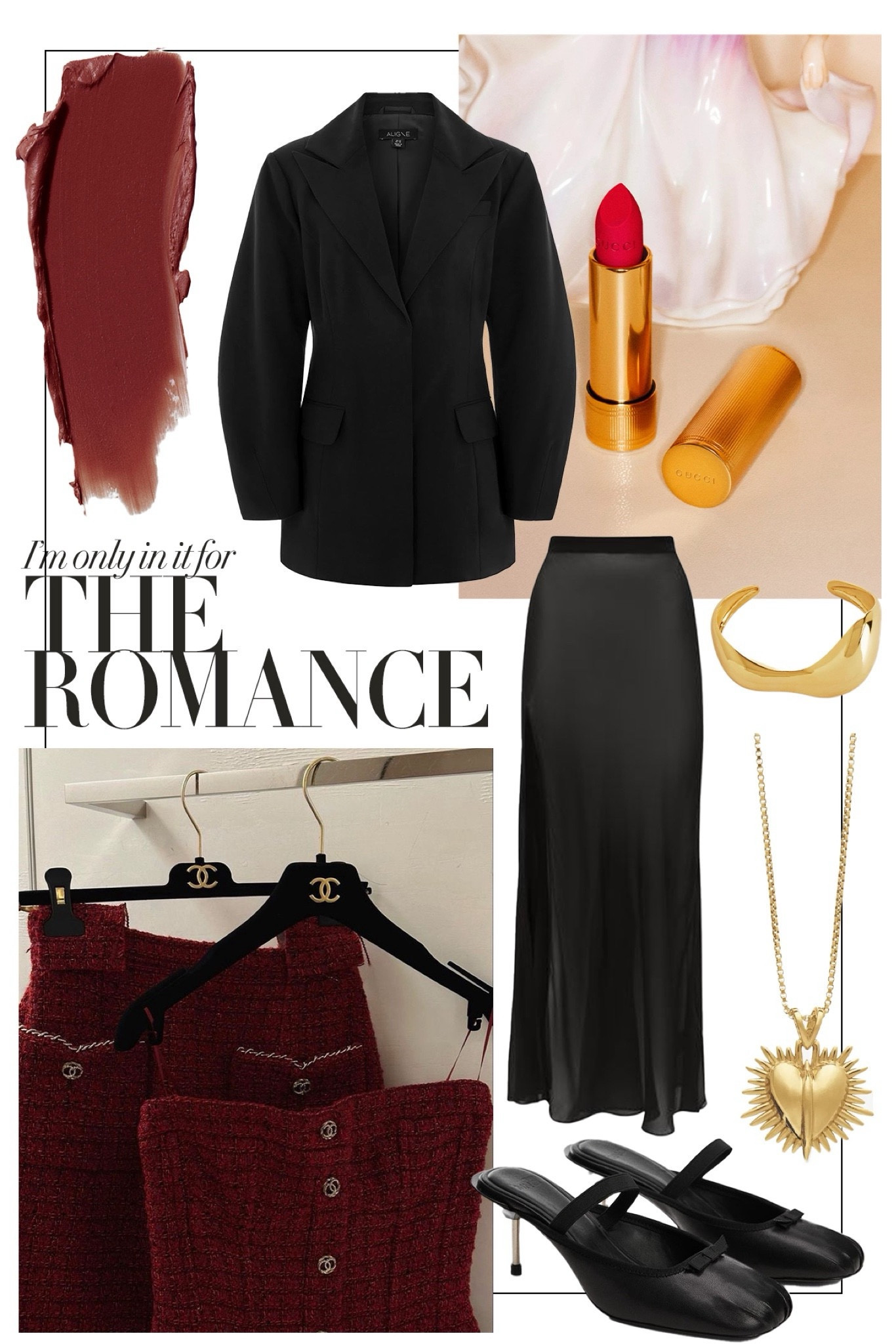 Because what is life without a little romance? Here’s my spring romantic outfit edit… Of course, it’s all about a minimal base and some aesthetic accessorising.
Dark red burgundy outfits | Ballet shoes with heels | Gold heart necklace | Waisted black blazer | Sheer slip skirt | Rouge lipstick 🥀  

#LTKbeauty #LTKstyletip #LTKfindsunder50