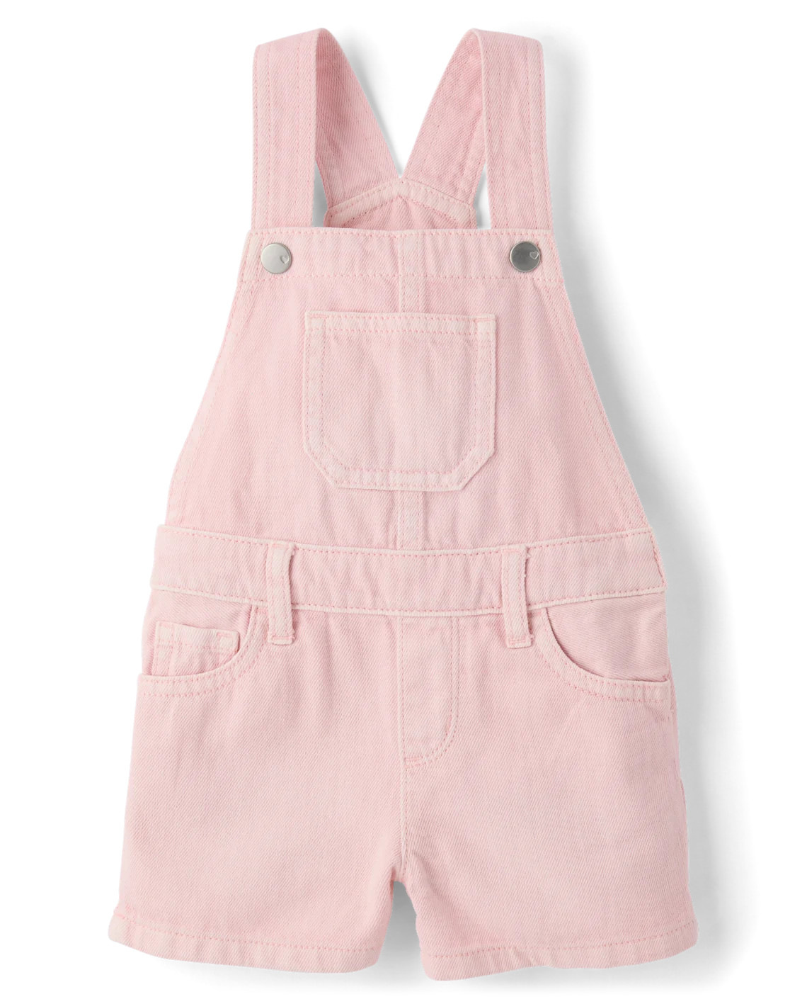 Baby And Toddler Girls Garment Dyed Denim Shortalls - pink | The Children's Place