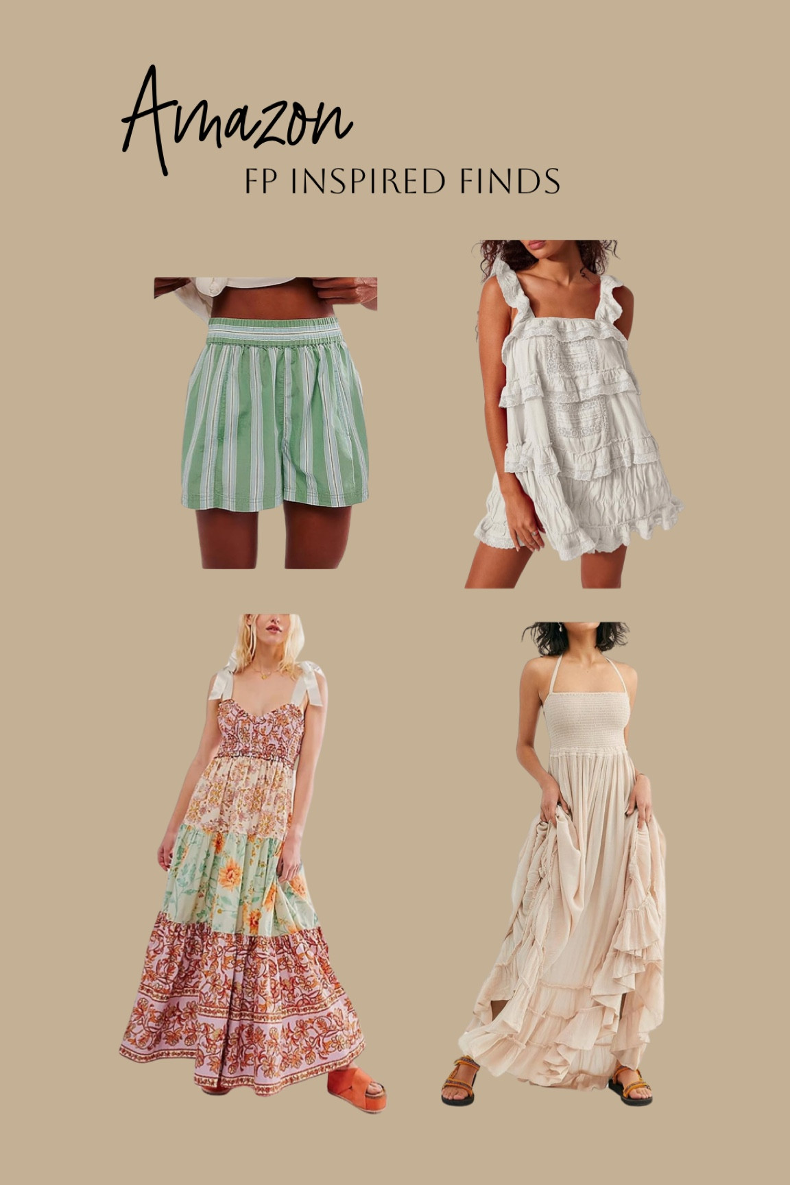 Free people inspired! Looks for less! Affordable fashion- outfit inspo- dress- boxers 