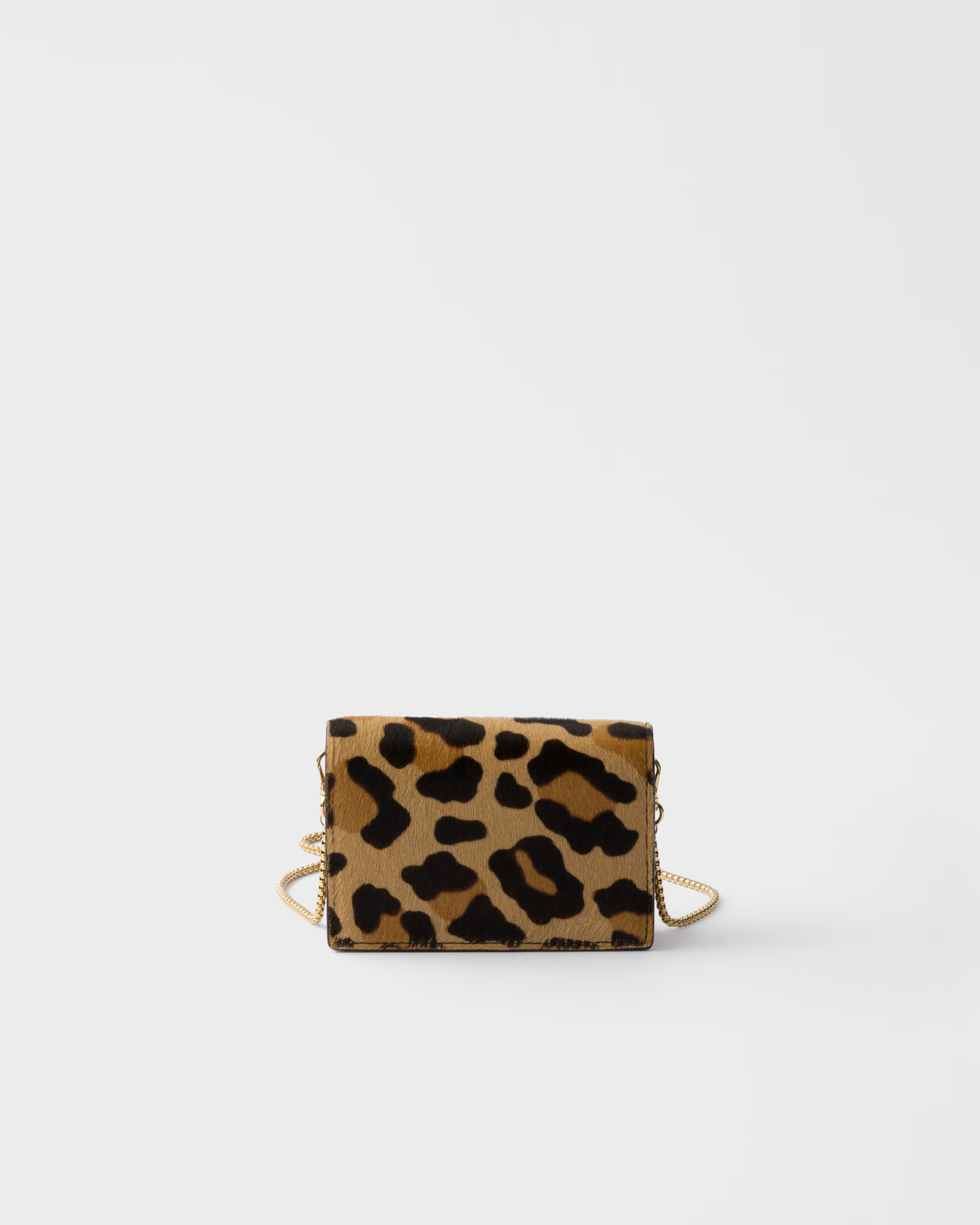 Printed leather card holder with shoulder strap | Prada US