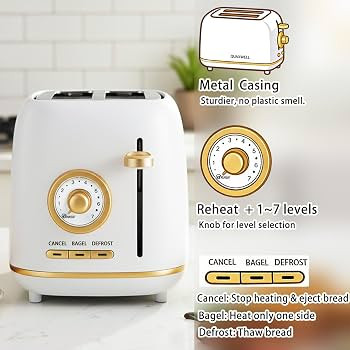2-Slice Toaster, Wide Slots, 7 Bread Shade Settings, Stainless Steel, Bagel, Cancel, and Defrost ... | Amazon (US)
