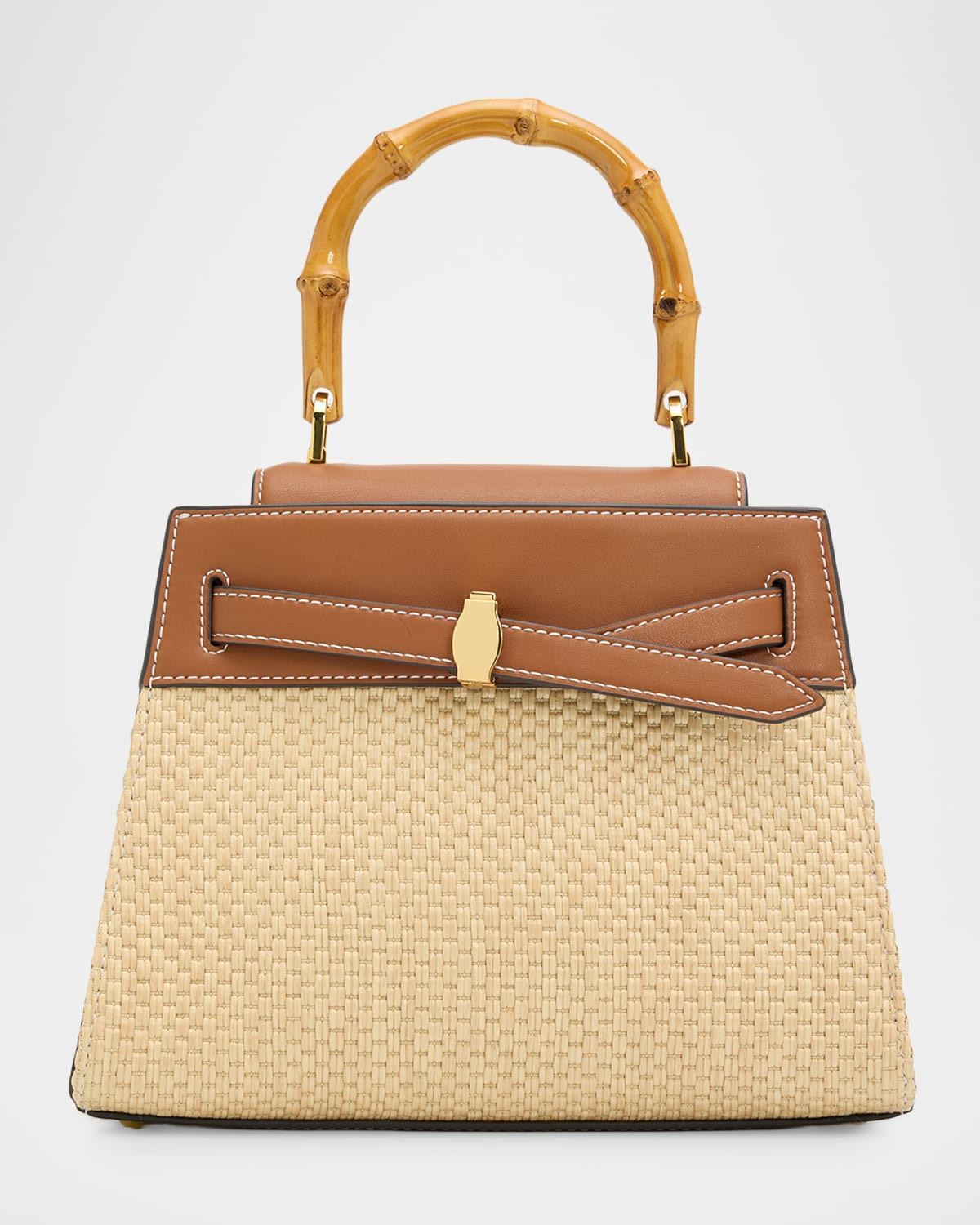 Dash Raffia & Leather Top-Handle Bag | Neiman Marcus
