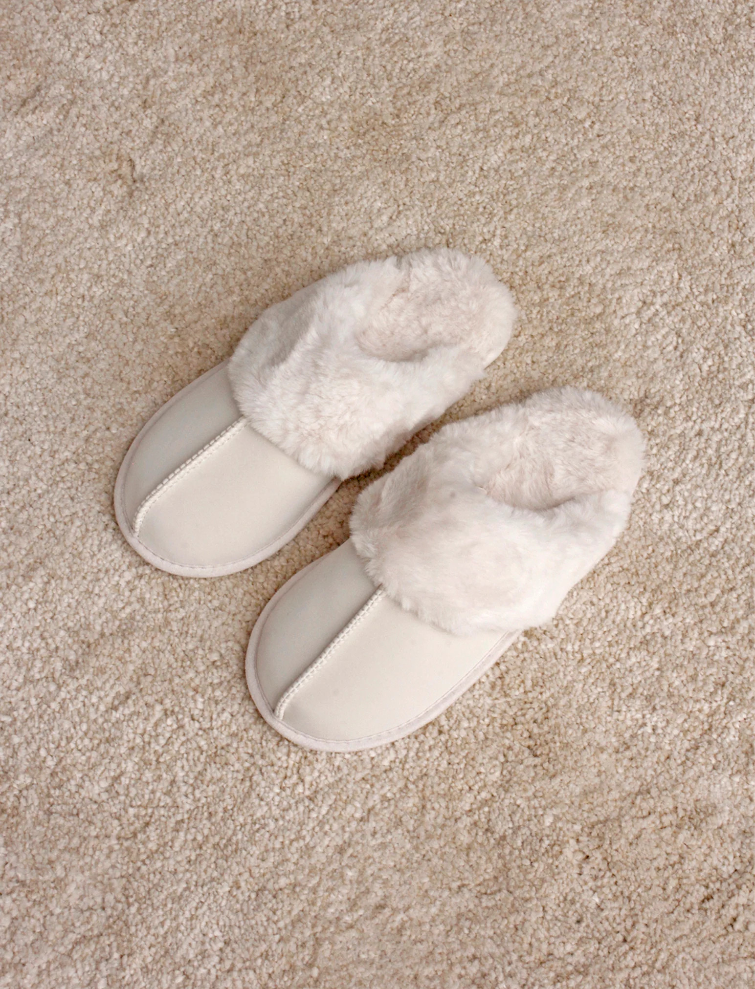 Fur Trim Suedette Slides | Papinelle Sleepwear AU
