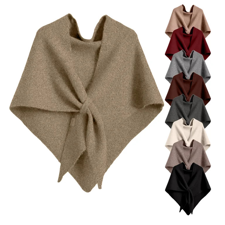 Mohiass Knotted Triangle Wool Scarf for Women - Camel Wool Blend Shawl, All Seasons Versatile War... | Walmart (US)