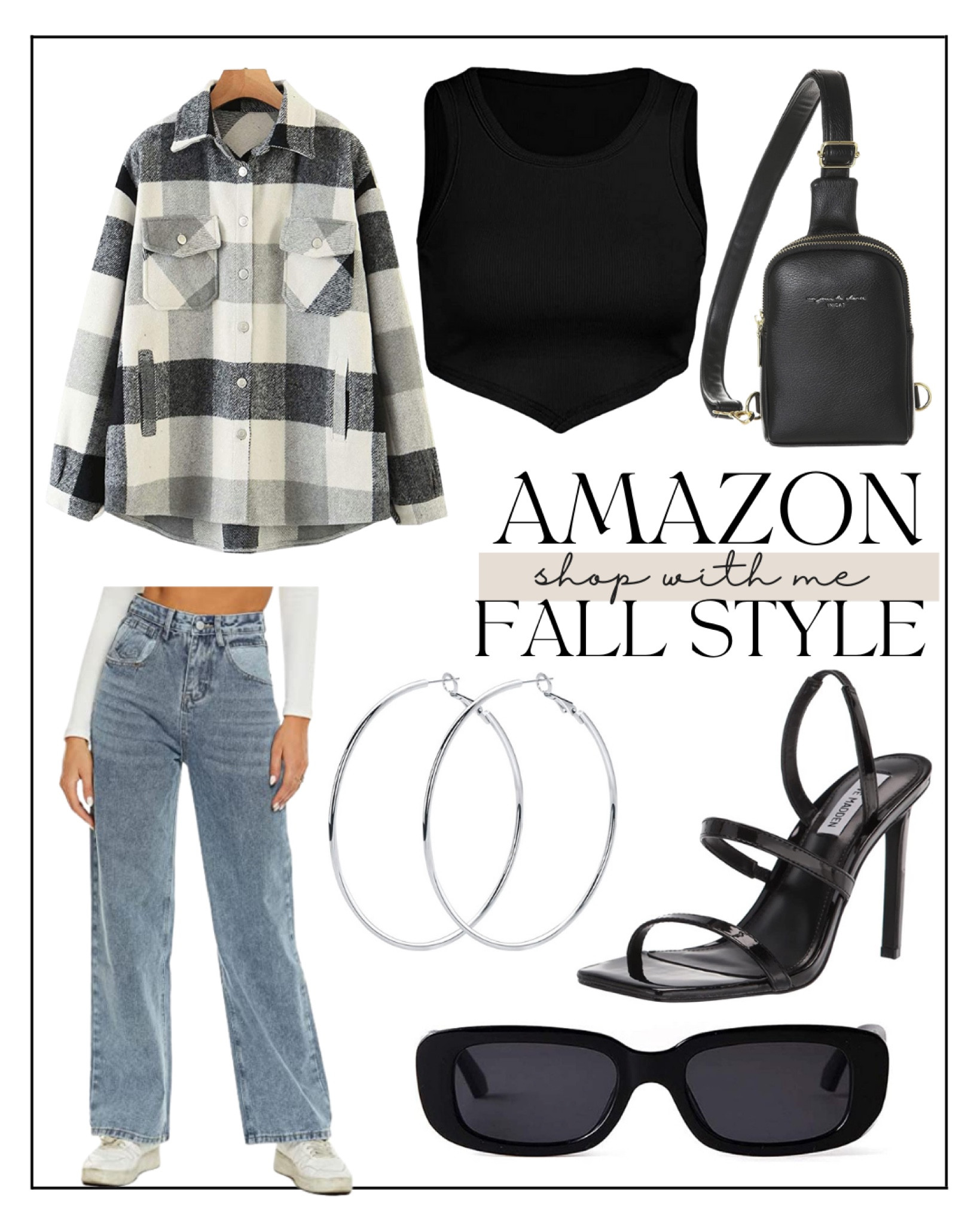 Amazon fall outfit idea 🍂 

Affordable fall outfits, amazon fall outfits, amazon style, amazon shacket, amazon jeans, dad jeans, amazon dad jeans, amazon wide leg jeans, high waisted jeans, black triangle crop top, plaid jacket, plaid shacket, plaid button up jacket, Steve Madden square toe heel, Hailey Bieber outfit inspo, Hailey Bieber amazon, hoops, hoop earrings, trendy outfits from amazon, amazon fall favorites, fall favorites, fall finds, amazon finds, amazon favorites, fall cardigan amazon, fall outfit amazon, sustainable style, sustainable fashion, work style, work fashion, weekend fashion, weekend outfits, girls day outfits, amazon outfit ideas, Fall, light wash jeans, dark wash jeans, distressed jeans, sweaters, amazon sweaters, amazon purse, crossbody, leather bag, black faux leather bag

#LTKstyletip #LTKSale #LTKSeasonal