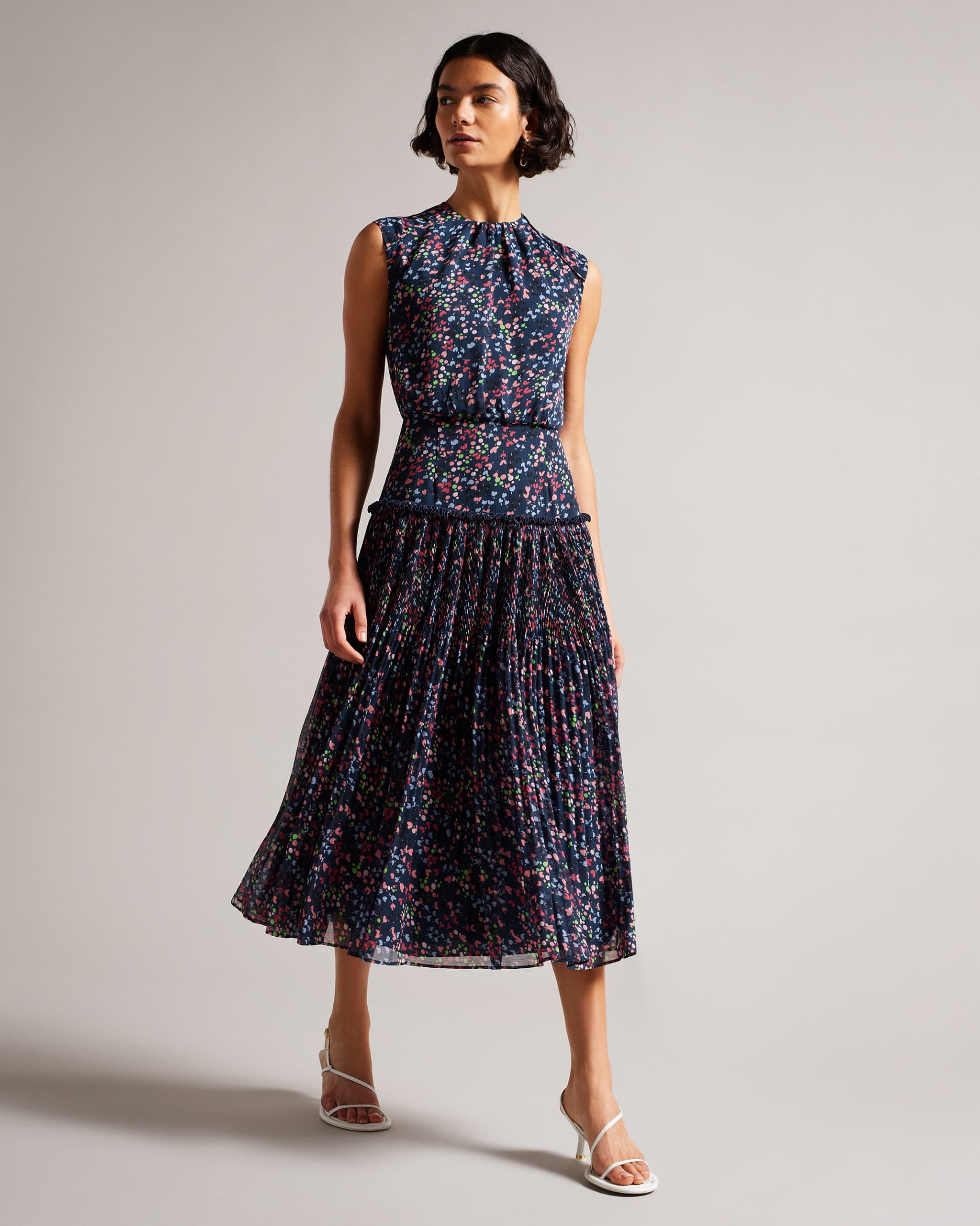 CoraalHeart Print Sleeveless Midi Dress | Ted Baker IE