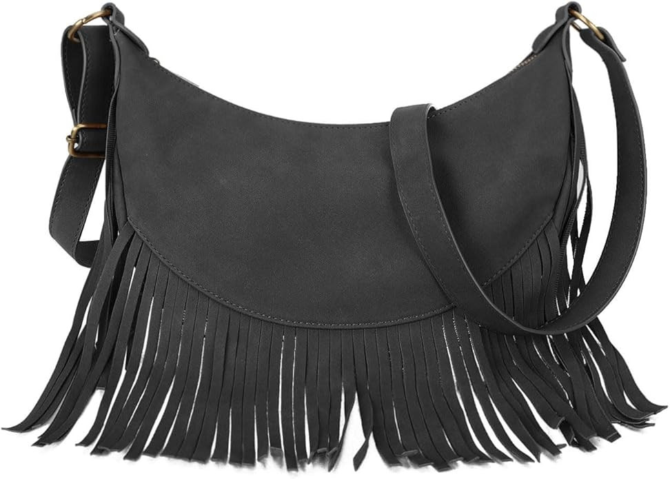 GLITZALL Boho Fringe Purse Small Crossbody Hobo Bags for Women Vegan Suede Western Country Purse | Amazon (US)