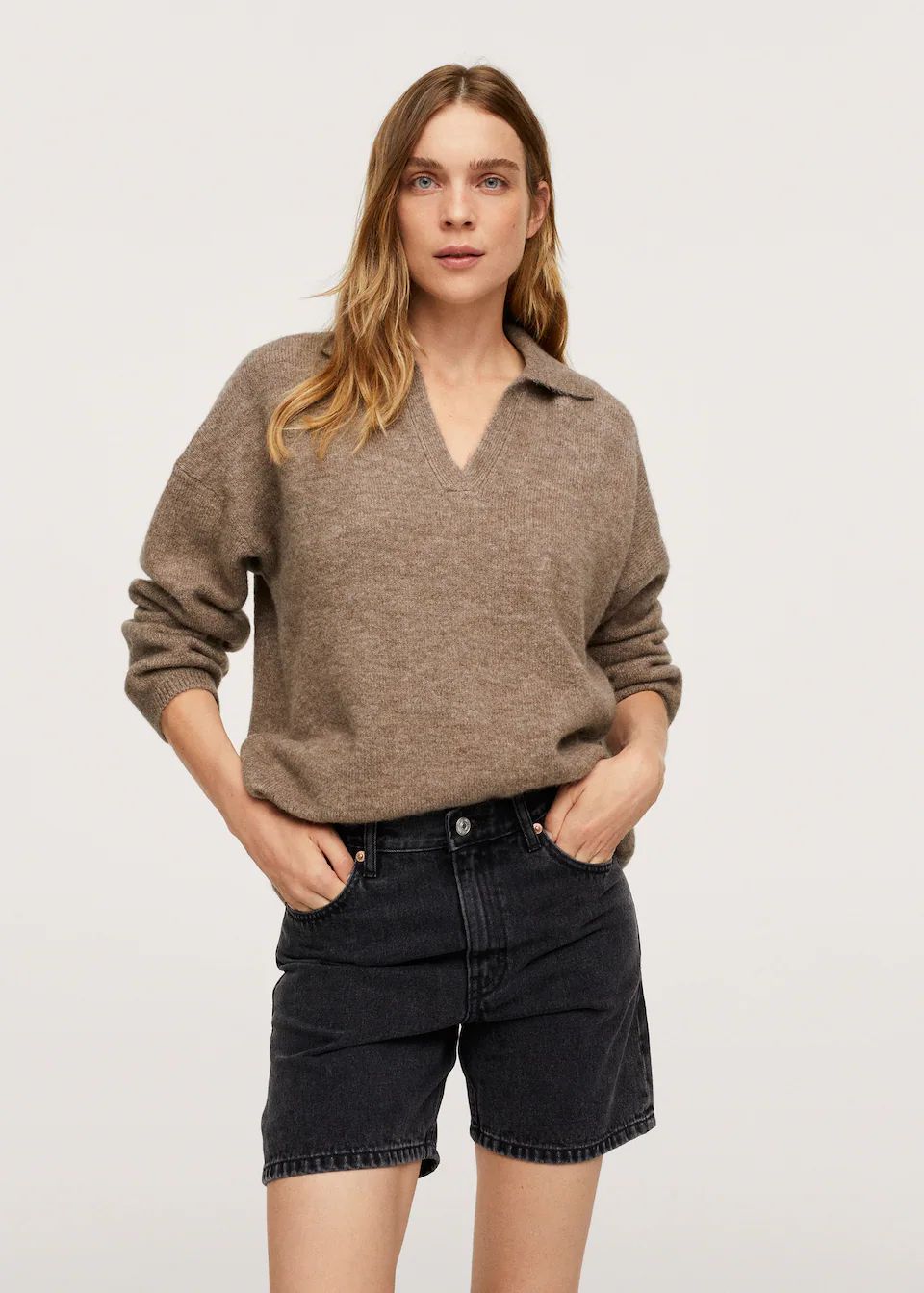 Knitted polo neck sweater | MANGO (US)