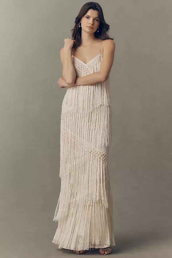 LoveShackFancy Delphi Fringe Lace Gown | Anthropologie (US)