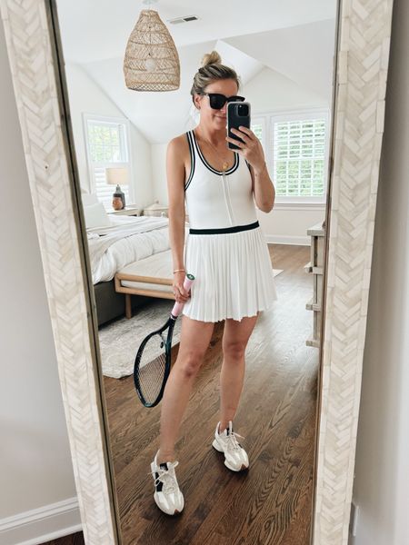 White tennis outfit 
-size XS, but wish I had done a small 
-sneakers fit tts 

#LTKActive #LTKShoeCrush #LTKFitness
