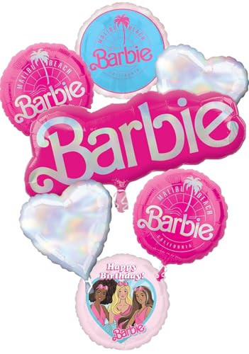 Barbie's Birthday Party Supplies 7pc Foil Balloon Bouquet Decorations | Amazon (US)