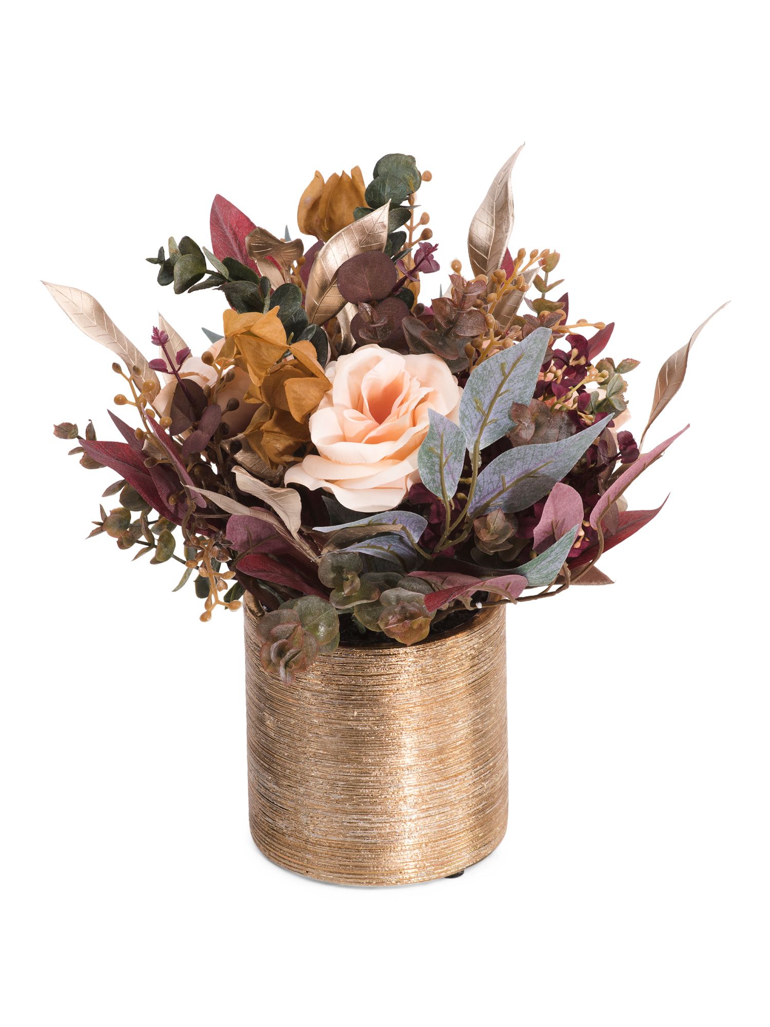 13in Floral Arrangement In Metallic Pot | TJ Maxx