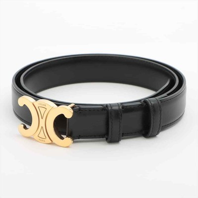 Celine Triomphe Belt 80 Leather Black | eBay US