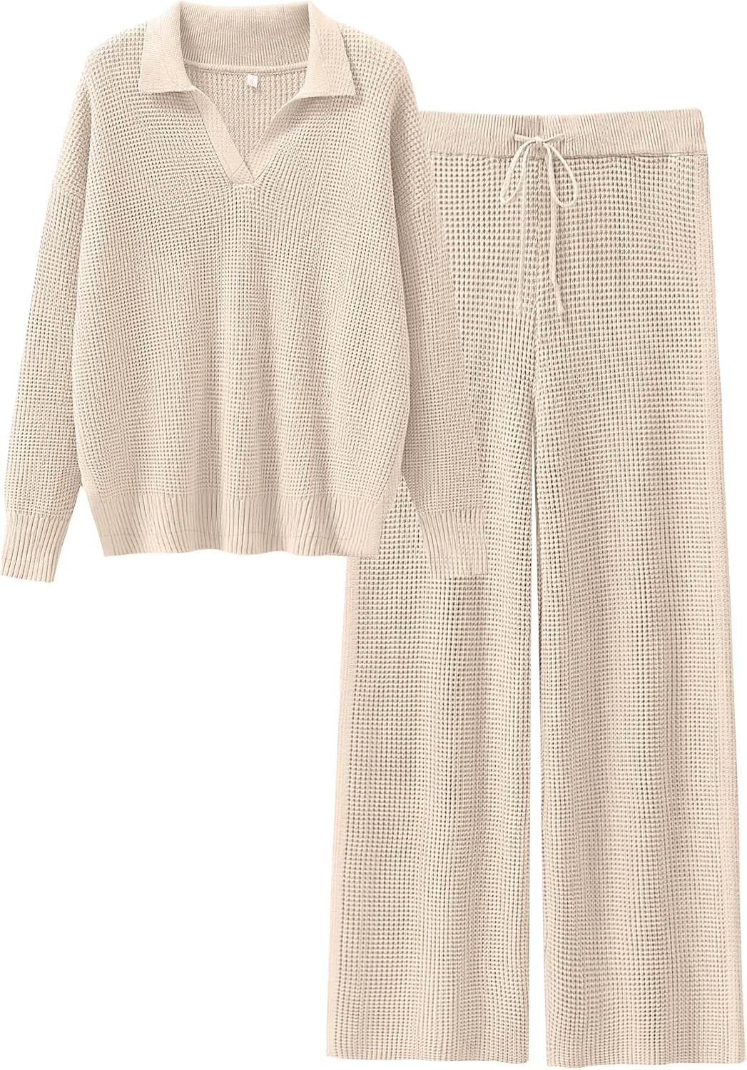 ANRABESS Lounge Sets for Women 2 Piece Waffle Knit Sweater Set Fall Outfits | Amazon (US)