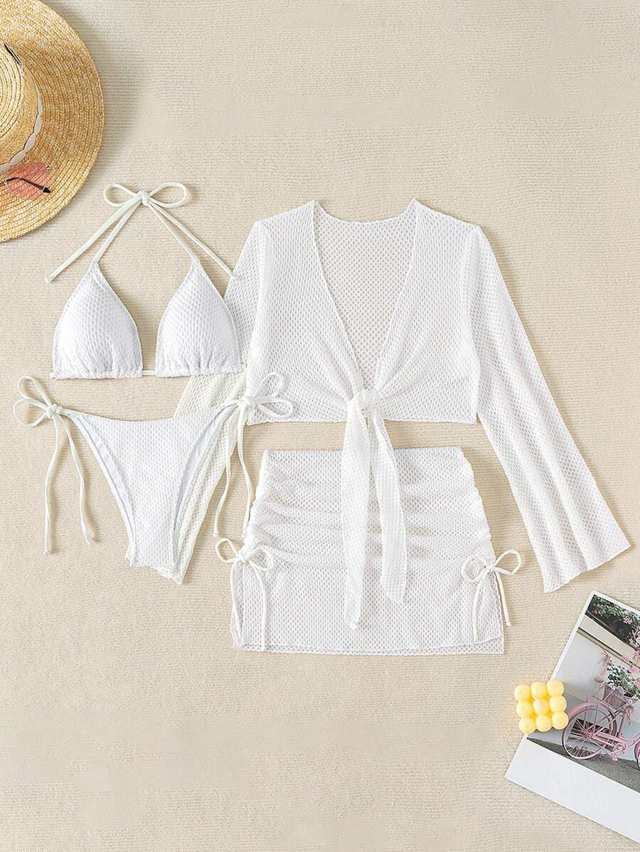 SHEIN Swim Summer Beach Solid Color Bikini Set 4pcs Set SKU: sz2311178818973720









(1000+ R... | SHEIN