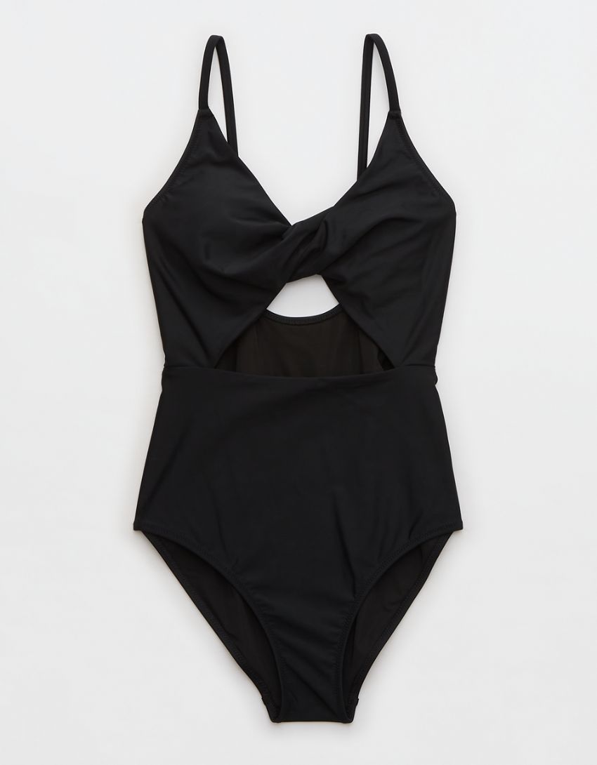 Aerie Twist Cut Out One Piece Swimsuit | American Eagle Outfitters (US & CA)