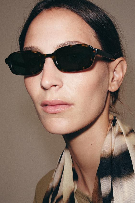 Zara - Rectangular Sunglasses - Brown - M - Woman | Zara US