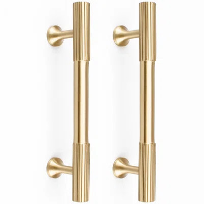4Pcs Solid Brass Gold Cabinet Pulls, 3-3/4-Inch Hole Centers For Kitchen Cupboard Handles Modern Drawer Dresser Pulls Bathroom Brushed Brass Cabinet P | Wayfair North America
