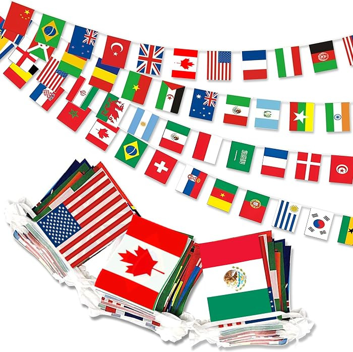 100 Countries String Flag,95FT International Flags Bunting Banner,World Flag for Theme Party,Bars... | Amazon (US)