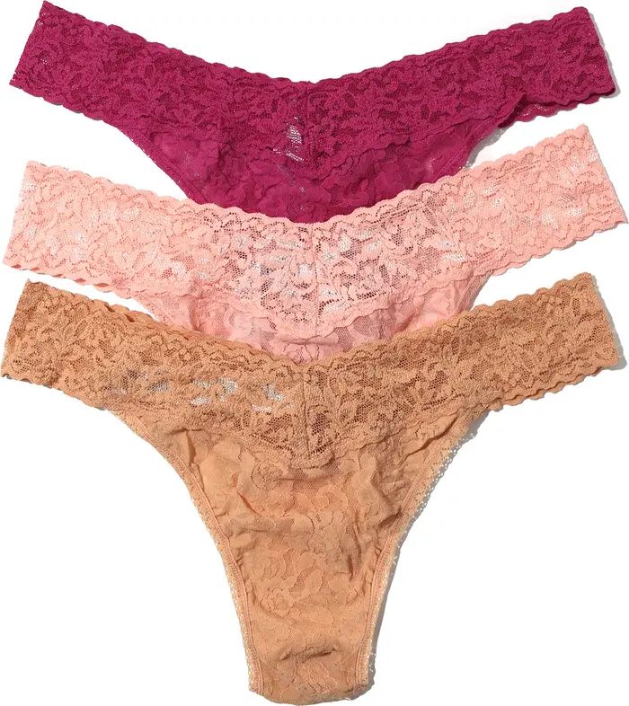 Hanky Panky Assorted 3-Pack Lace Original Rise Thongs | Nordstrom | Nordstrom