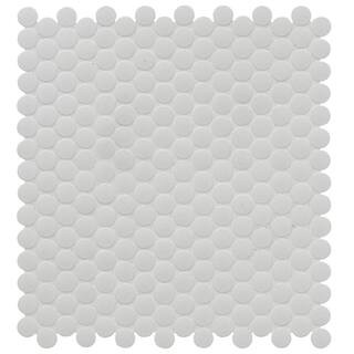 MSI Penny Round Bianco 12 in. x 13 in. x 6 mm Matte Porcelain Mesh-Mounted Mosaic Tile (14.4 sq. ... | The Home Depot