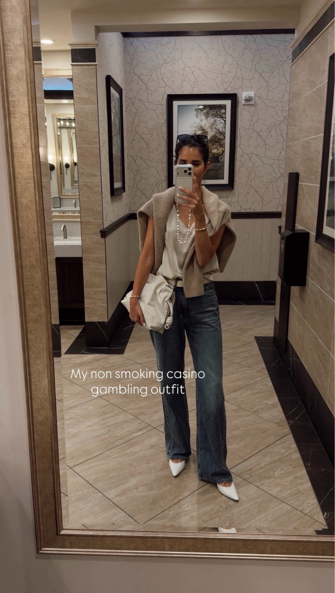 What I wore today at the casino. These jeans are so comfortable! 10/10. (They run a little big) i’m wearing my true size here(25) but I needed a belt.  I think I might take these in for Alterations. ￼￼

#LTKOver40 #LTKootd #LTKSeasonal