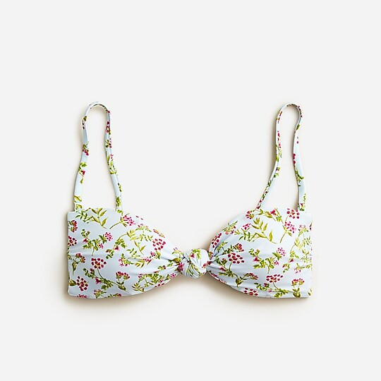 Knot bandeau bikini top in cloud meadow floral | J. Crew US