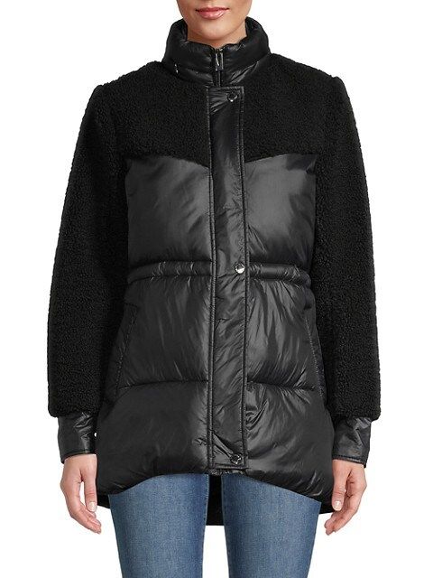 Via Spiga Faux Shearling-Trim Puffer on SALE | Saks OFF 5TH | Saks Fifth Avenue OFF 5TH