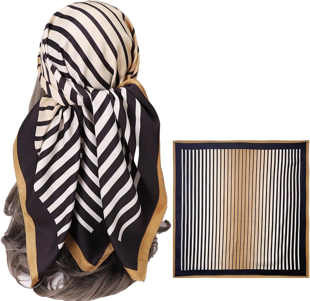 Women's Square Silk Like Head Scarf Large 35 inch Silk Feeling Hair Wrapping Satin Scarves for Sl... | Amazon (US)