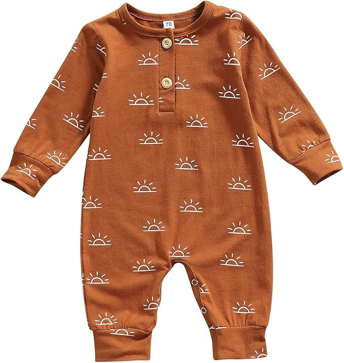 Newborn Infant Baby Boy Cotton Linen Button Sun Print Romper Bodysuit One Piece Jumpsuit Playsuit... | Amazon (US)