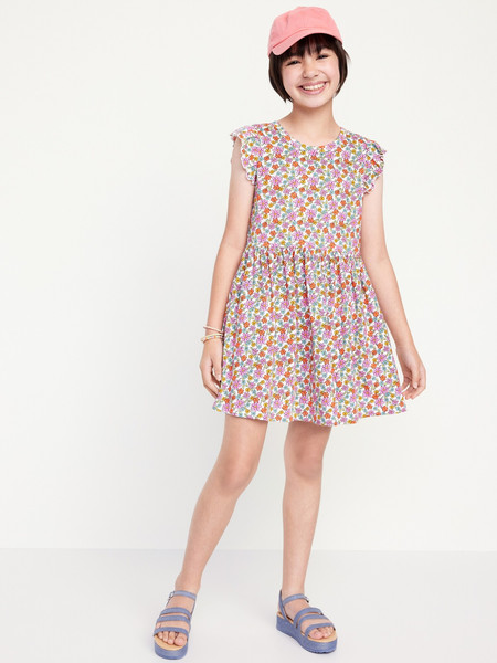 Printed Flutter-Sleeve Fit and Flare Dress for Girls | Old Navy (US)
