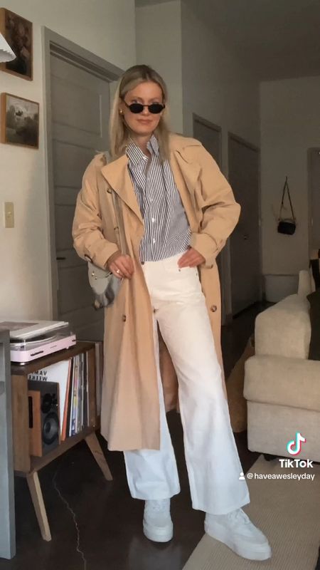 Work outfit, spring transitional style, casual chic outfits, white jeans, trench coat

#LTKfindsunder100 #LTKworkwear #LTKstyletip