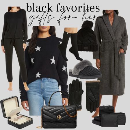 Black favorites gifts! Love the Star sweater, the black pajama set and the cozy robe! So many great options for gifts. 

#LTKCyberWeek #LTKHoliday #LTKGiftGuide